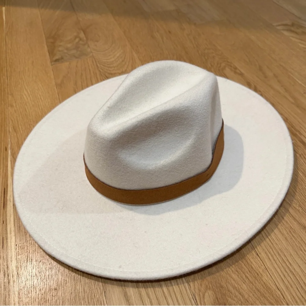 Free People Wythe Fedora 100% Laine Wool Off White  Hat